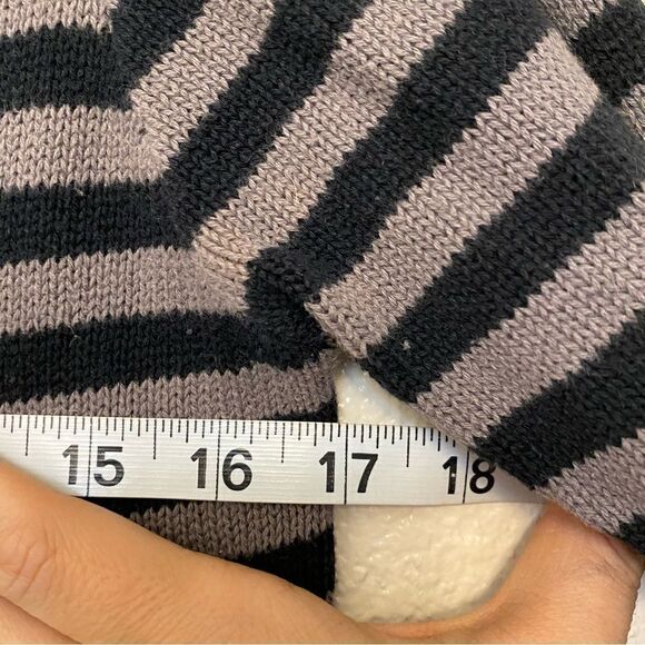 Roxy gray black stripe sweater open front cardigan 100% cotton-XL - Picture 7 of 9